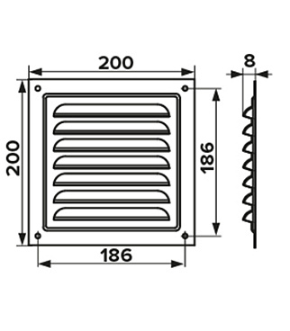Решетка вентиляционная стальная Era 200х200 мм с сеткой белая