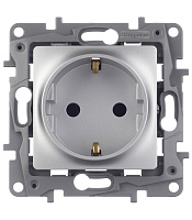 Розетка Legrand Etika встраиваемая алюминий со шторками (672422)