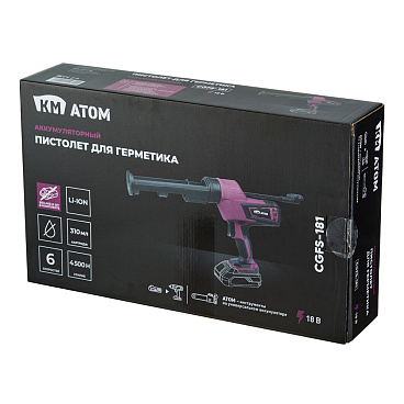 Пистолет для герметика аккумуляторный КМ АТОМ 18 В без АКБ и ЗУ (CGFS-181)