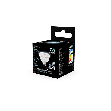 Лампа светодиодная Gauss GU5.3 4100К 7 Вт 630 Лм 150-265 В рефлектор MR16 матовая (10 шт.)