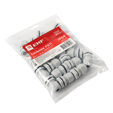 Сальник EKF PROxima PG 11 для кабеля диаметром 5-10 мм IP54 пластиковый серый (20 шт.) (plc-pg-11-r)