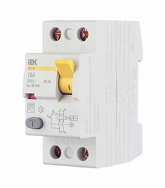 УЗО IEK Karat ВД1-63 16А 1P+N тип AC 30 мА 4,5 кА (MDV10-2-016-030)