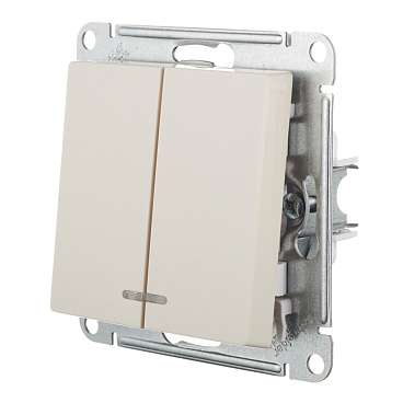 Выключатель Systeme Electric AtlasDesign двухклавишный встраиваемый бежевый с подсветкой (ATN000253)