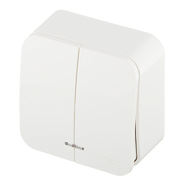 Выключатель Systeme Electric Blanca двухклавишный накладной молочный с подсветкой (BLNVA105112)