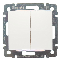 Выключатель Legrand Valena двухклавишный встраиваемый белый (694265)