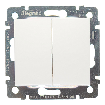 Выключатель Legrand Valena двухклавишный встраиваемый белый (694265)