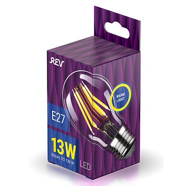 Лампа светодиодная филаментная Rev E27 2700К 13 Вт 1230 Лм 220 В груша A60 прозрачная