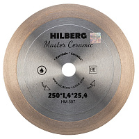 Диск алмазный по керамограниту Hilberg Master Сeramic 250х25,4х1,4 мм сплошной для заусовки сухой рез (HM507)