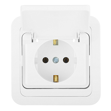 Розетка Makel Mimoza встраиваемая белая с крышкой (12029)