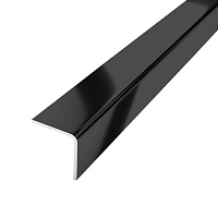 Уголок для плитки полированный прямой наружный нержавеющая сталь 2700х15х15 мм черный зеркальный