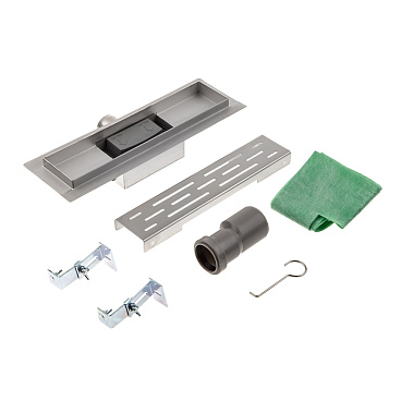 Лоток душевой Ore с гидрозатвором 300х65 мм d40 мм решетка из нержавеющей стали (Drain H3)