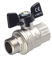 Кран шаровой латунный Bugatti 1/2 ВР(г) х 1/2 НР(ш) бабочка прямой (03070176)