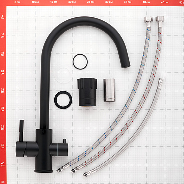 Смеситель для кухни Esko Kitchen черный с высоким изливом с подключением к фильтру однорычажный (K22 B)