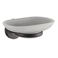 Мыльница для ванной Haiba HB8702 с держателем стекло матовое/металл черная (550598)