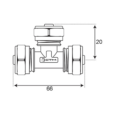 Тройник 20 обж(ц) х 1/2 ВР(г) х 20 обж(ц)
