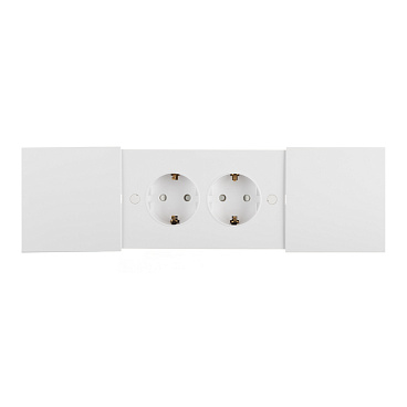 Розетка Systeme Electric AtlasDesign встраиваемая белая со шторками со сдвижными крышками (ATN000128)