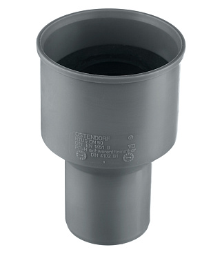 Переходник Ostendorf HTUG d50х73 мм пластиковый на чугун с сальником для внутренней канализации (112820)