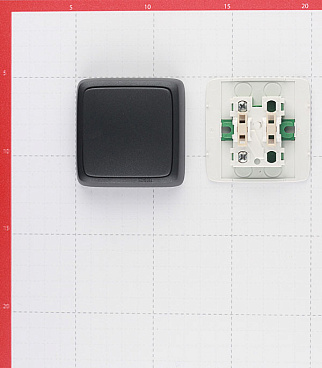 Выключатель Hegel Alfa одноклавишный накладной черный с изолирующей пластиной (ВА10-113-08)