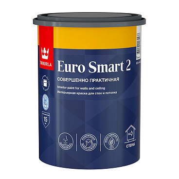 Краска интерьерная Tikkurila/Tikkivala Euro Smart 2 база А белая 0,9 л