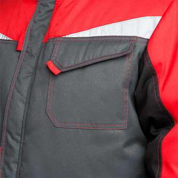 Костюм рабочий мужской утепленный ГК Спецобъединение КМ-10 48-50 рост 182-188 см серо-черный/красный