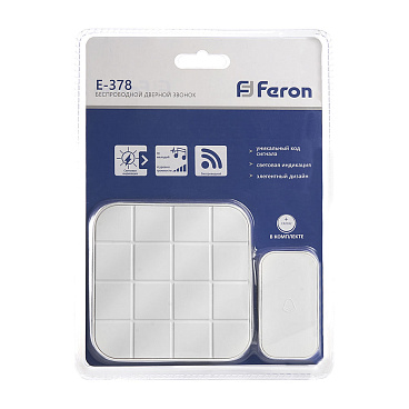 Звонок Feron (41434) беспроводной с кнопкой 10 мелодий белый
