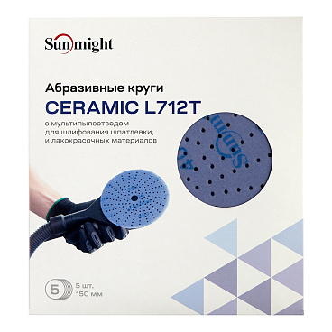 Диск шлифовальный Sunmight Ceramic d150 мм P400 на липучку пленочная основа (5 шт.)