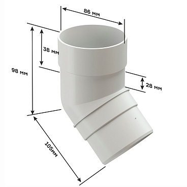 Колено трубы Docke Premium пластиковое d85 мм 45° пломбир RAL 9003