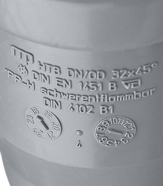 Отвод Ostendorf НТВ d32 мм 45° пластиковый для внутренней канализации (110120)