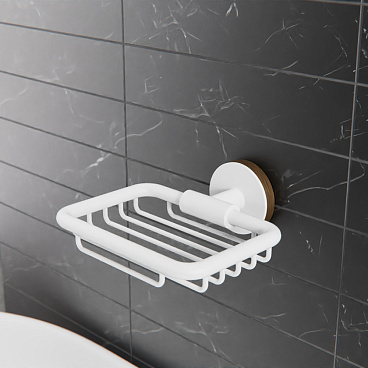 Мыльница для ванной Fora Lord с держателем сталь белая (FOR-Lord040WT)