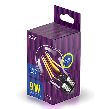 Лампа светодиодная филаментная Rev E27 2700К 9 Вт 855 Лм 220 В груша A60 прозрачная