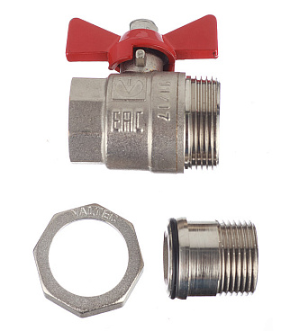 Кран шаровой латунный Valtec Base 1 ВР(г) х 1 НР(ш) бабочка с полусгоном прямой (VT.227.N.06)