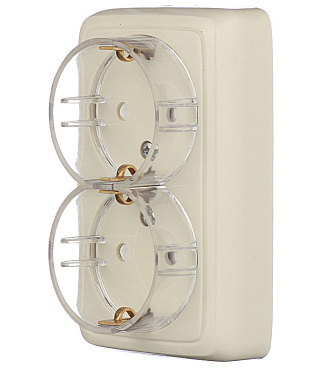 Розетка Hegel Alfa накладная слоновая кость тонкая со шторками (РА16-184-01)