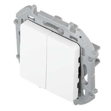 Выключатель Legrand Inspiria двухклавишный встраиваемый белый (673620)