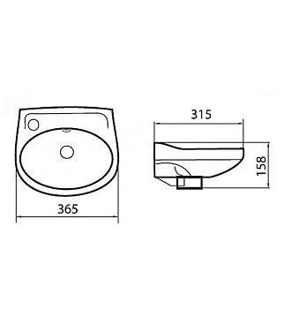 Раковина-мини Sanita Лада 37 см подвесная белая (LDASAWB01)