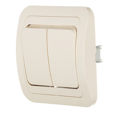 Выключатель Makel Mimoza двухклавишный встраиваемый бежевый (25003)