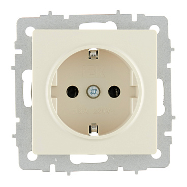 Розетка IEK Brite РС11-1-0-БрКр встраиваемая бежевая с заземлением (BR-R11-16-K10)