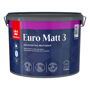 Краска интерьерная Tikkurila/Tikkivala Euro Matt 3 база А белая 9 л