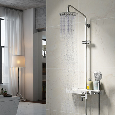 Душевая система Lemark Tropic с верхним душем с лейкой со смесителем хром (LM7007C)