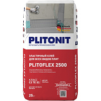 Клей для плитки/ керамогранита/ камня Plitonit PlitoFlex 2500 эластичный серый класс C2 TE S1 25 кг