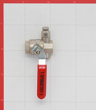 Кран шаровой латунный Valtec Base 1/2 ВР(г) х 1/2 ВР(г) ручка с дренажом и воздухоотводчиком прямой (VT.245.N.04)