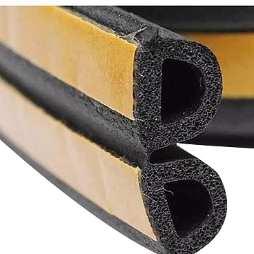Уплотнитель для окон и дверей 14х12 мм 6 м (3+3 м) D профиль самоклеящийся черный