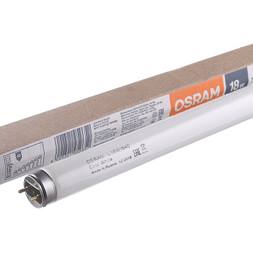 Лампа люминесцентная Osram G13 T8 18 Вт 4000К нейтральный свет трубка 590 мм (25 шт.) (55650/959751)