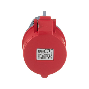Розетка силовая переносная Dekraft РП-103 с заземлением 3P+N+PE 3 фазы 32 А 380 В IP44 красная (26135DEK)