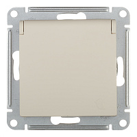 Розетка Systeme Electric AtlasDesign встраиваемая бежевая со шторками с крышкой (ATN000246)