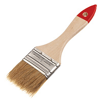 Кисть плоская натуральная щетина деревянная ручка 50х8 мм для эмалей и лаков на алкидной основе