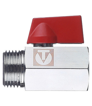 Кран шаровой латунный Valtec 1/2 ВР(г) х 1/2 НР(ш) мини прямой (VT.331.N.04)