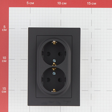 Розетка Systeme Electric AtlasDesign встраиваемая карбон со шторками (ATN001026)