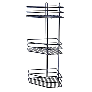 Полка для ванной Металаксон Drop угловая трехъярусная 200х200х660 мм металл черная (4895-3/ЧМПУТВ-3)