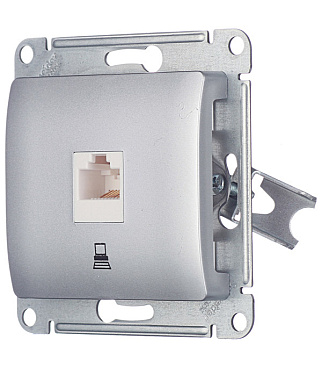 Розетка компьютерная Systeme Electric Glossa встраиваемая алюминий RJ45 (GSL000381К)