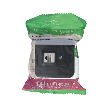 Розетка компьютерная Systeme Electric Blanca накладная антрацит RJ45 (BLNIA045006)